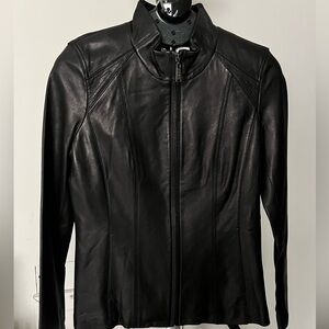 DKNY Women's Elegant Black Leather Jacket